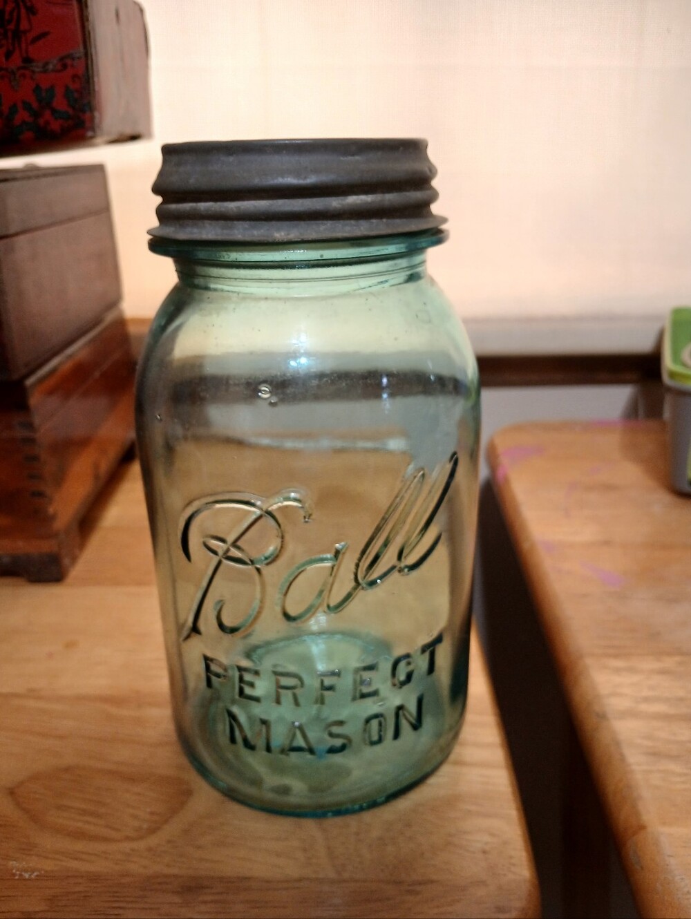 Perfect Mason Aqua Glass Canning Jar with Lid